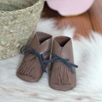 Chausson cuir noisette Barnabee aime le café