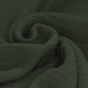 Tissu double gaze de coton vert sapin