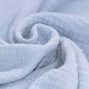Tissu double gaze de coton bleu ciel