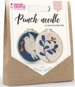 Kit punch needle oiseau et feuille