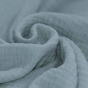 Tissu double gaze de coton gris vert
