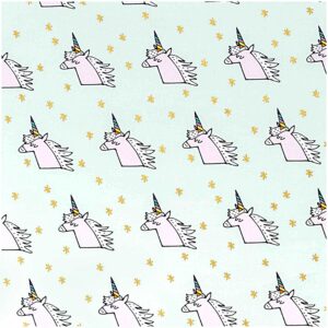Tissu licornes fond menthe métallisé Rico Design