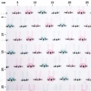 Tissu lapins bleu et rose Rico Design – Image 2
