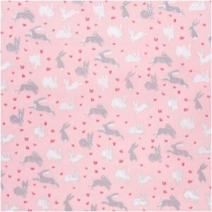 Tissu lapins rose métallisé Rico Design
