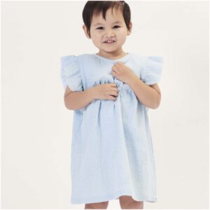 Tissu double-gaze bleu Sakura hot foil Rico Design