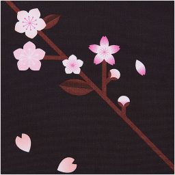 Tissu canevas Fleur de cerisier noir Rico Design