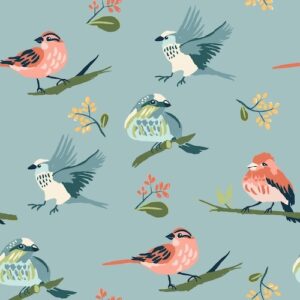 Tissu Vintage 74 oiseaux - Mona Luna