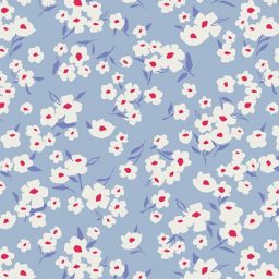 Tissu fleurs bleues et rouges Periwinkle - AGF