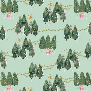 Tissu It was the night before Catmas Misty metallic fabric