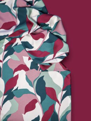 Tissu crêpe Leia Bouquet vert et rose-Mind the maker