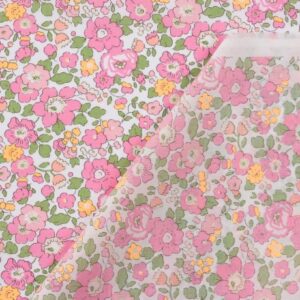 Tissu Liberty of London Tana Lawn Betsy fleur orange fluo métallisé – Image 3