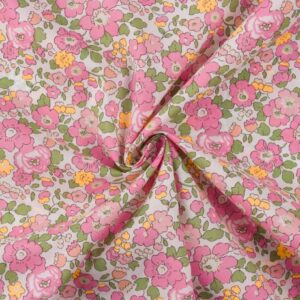 Tissu Liberty of London Tana Lawn Betsy fleur orange fluo métallisé – Image 2