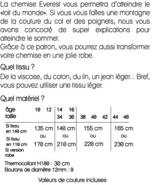 Patron couture Chemise Everest du 10 ans au 46 version PDF – Image 2
