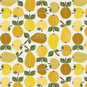 Tissu  Under the apple tree jaune  - Cotton and Steel