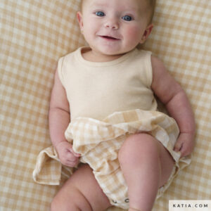 Mousseline carreaux beige et écru double face - Katia – Image 5