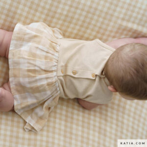 Mousseline carreaux beige et écru double face - Katia – Image 4