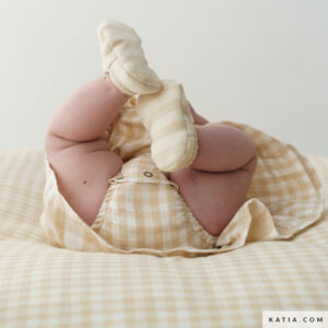 Mousseline carreaux beige et écru double face - Katia – Image 3