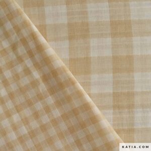 Mousseline carreaux beige et écru double face - Katia