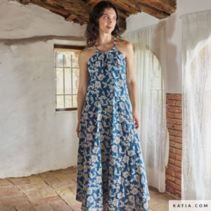 Voile de coton bleu avec broderie blanche - Katia – Image 4